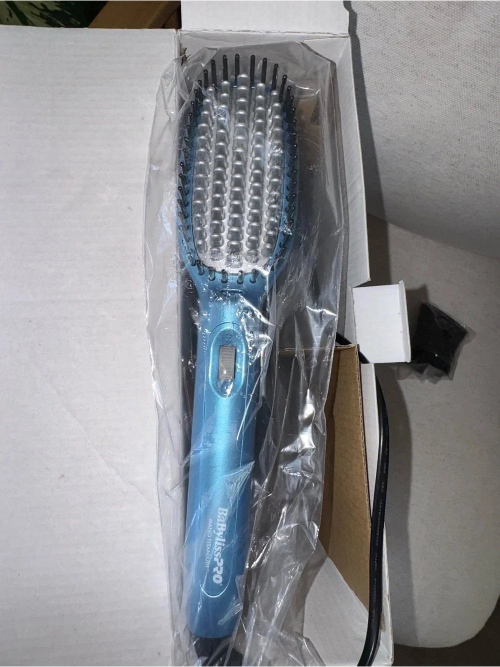 New BaBylissPRO Nano Titanium 2000W Ionic Dryer Thermal Paddle Brush Light Blue